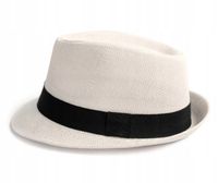 KAPELUSZ Męski Damski Trilby BIAŁY na Lato Plażę Lekki Miejski Słomkowy 60