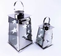 latarnia metalowa 2 szt wys. 38 x 22 x22 cm i 25 x 15 x 15 cm