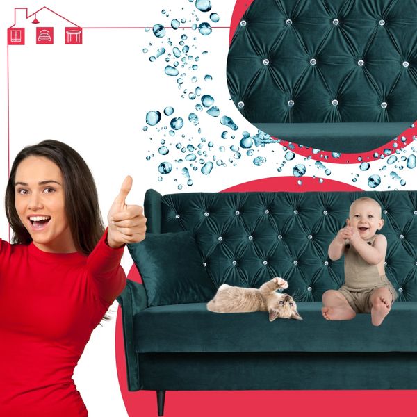 Sofa USZAK zielona 3osobowa rozkładana WELUROWA wersalka GAJA Family Meble zdjęcie 14