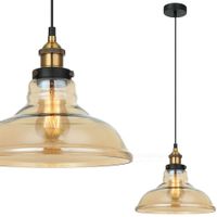 Loftowa LAMPA wisząca HUBERT MDM-2381/1 GD+AMB Italux szklana OPRAWA skandynawski ZWIS bursztynowy