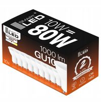 Żarówka LED GU10 10W = 80W Biała Neutralna Wydajna Mocna 120° Nie