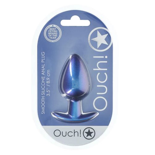 Smooth Silicone Anal Plug - Large - 3.5" / 8,9 Cm - Metallic Blue na Arena.pl