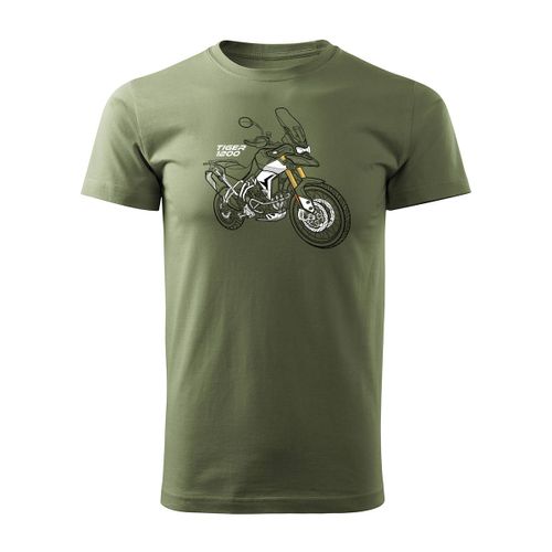 Koszulka motocyklowa z motocyklem na motor Triumph Tiger 1200 męska khaki REGULAR XL na Arena.pl