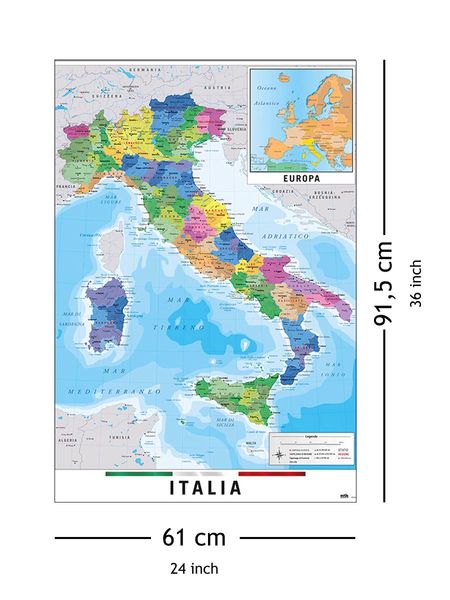Mapa Włoch - plakat 61x91,5 cm zdjęcie 4