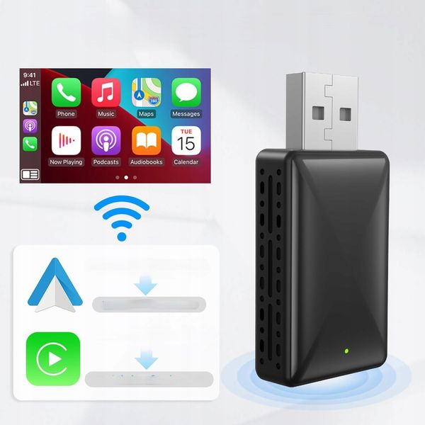 Adapter Moduł Carplay Android Auto Bezprzewodowy Wifi Bluetooth 2W1 Mini zdjęcie 2