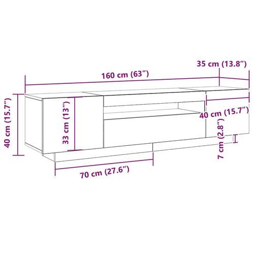 Szafka pod telewizor Ze LED Lights Czarny 160 x 35 x 40 cm na Arena.pl