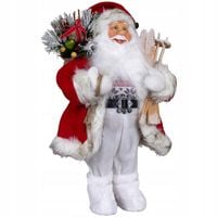 Figurka Santa Mikołaj z nartami i prezentami 45 cm