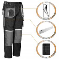 WZMACNIANE MĘSKIE SPODNIE ROBOCZE DO PASA POTRÓJNE SZWY ODBLASKI 9 KIESZENI