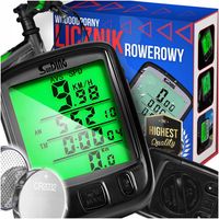 LICZNIK ROWEROWY WODOODPORNY PODŚWIETLANY PRĘDKOŚCIOMIERZ 25 FUNKCJI LCD