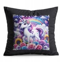 PODUSZKA CZARNA PREZENT - JEDNOROŻEC UNICORN KOŃ