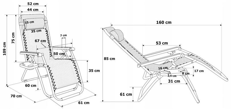 Leżak ogrodowy Orion Zero Gravity szary zdjęcie 5