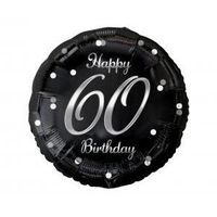 balon foliowy b&c happy 60 birthday, czarny