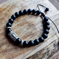 Czarny TURMALIN Runa ALGIZ Amulet OCHRONNY Bransoletka Męska OCHRONNA 290