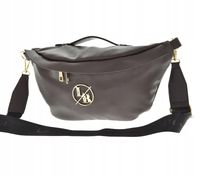 Laura Biaggi - torebka nerka saszetka maxi brązowy czekolada groszek JS182