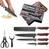Zestaw noży kuchennych z akcesoriami noże nożyczki kuchenne obieraczka