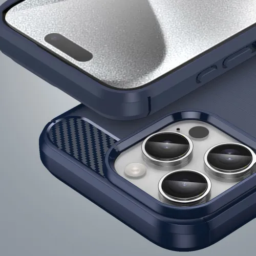 etui silikonowe carbon case do iphone 16 pro - niebieskie na Arena.pl