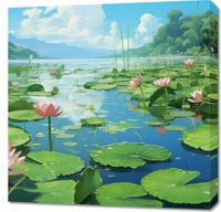 Obraz 70x70cm Sielankowy Staw Lilii