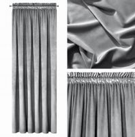 ZASŁONA WELUR VELVET NA TAŚMIE 140X270 SZARA