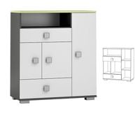 młodzieżowa komoda do pokoju dziecka duża grafit zielona GREEN Y5 szuflady