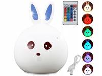 LAMPKA NOCNA DLA DZIECI LED KRÓLIK PILOT RGB USB