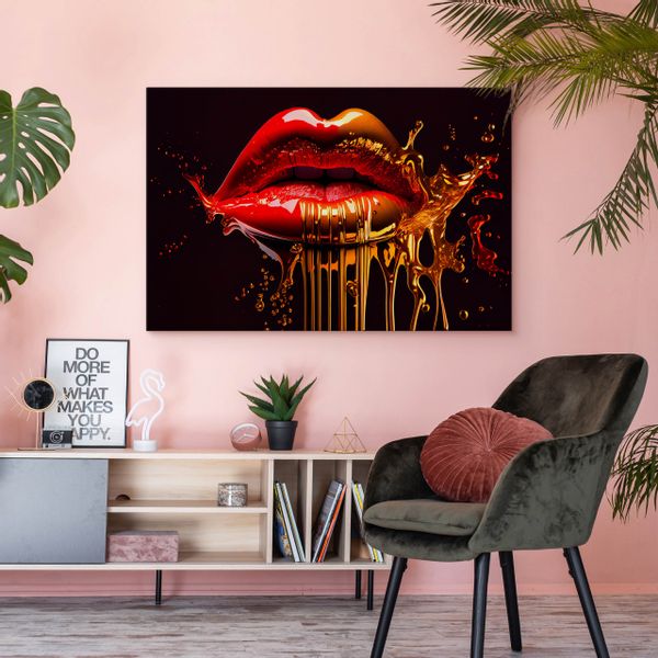 Obraz Ścienny Abstrakcyjne USTA Dekoracja Nowoczesny Wzór 3D 70cm x 50cm zdjęcie 5