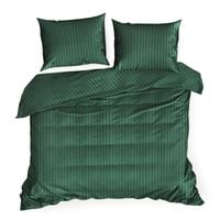Pościel z satyny bawełnianej w prażki VERA 160X200 70X80X2 ciemnozielona