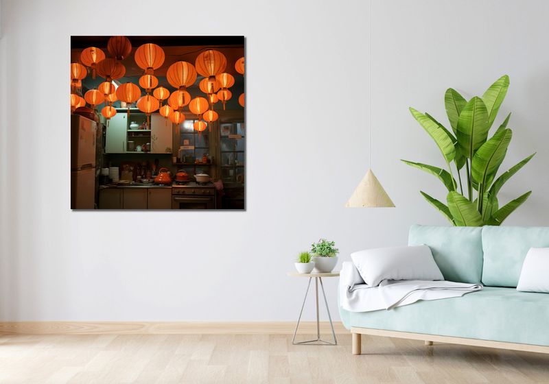 Obraz 100x100cm W Blasku Lampionów zdjęcie 2
