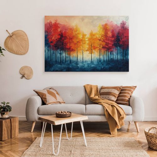 Obraz Na Płótnie Do Salonu Jesienny Las Akwarela Abstrakcja 120cm x 80cm na Arena.pl