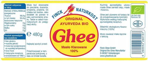 MASŁO KLAROWANE Ghee BIO Finck Naturkost sklarowane KETO tłuszcz 480g na Arena.pl