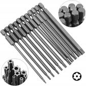 Bity Długie TORX 11szt 100mm Klucz Zestaw 1/4 Cala