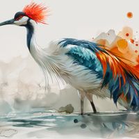 Plakat 80x80cm Żuraw w Akwareli