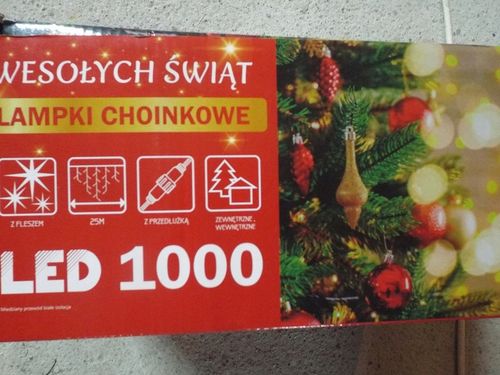 LAMPKI KURTYNA GĘSTE SOPLE CIEPŁO BIAŁE 1000 LED 25 m + FLASH ZIMNO BIAŁY na Arena.pl