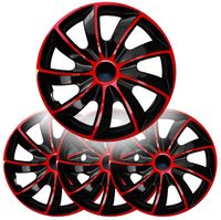 Kołpaki Quad Bicolor 15" Czerwono Czarne NRM Komplet 4 sztuki