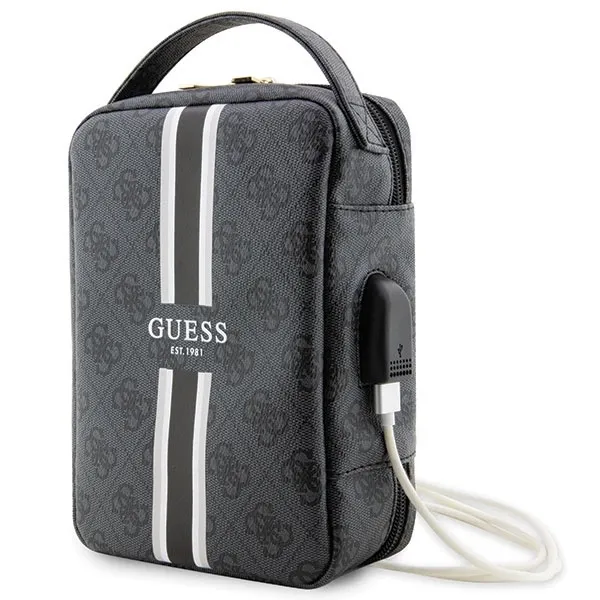 Torba organizer Guess 4G Printed Stripes - czarna zdjęcie 1