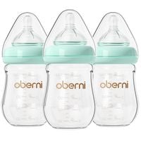 Butelki dla Niemowląt Szklane Antykolkowe Zestaw 3 Niebieskie S 150ml
