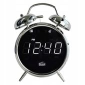 Radiobudzik CHROM RADIO antena BIAŁY WYŚWIETLACZ LED budzik 12/24 godzinny