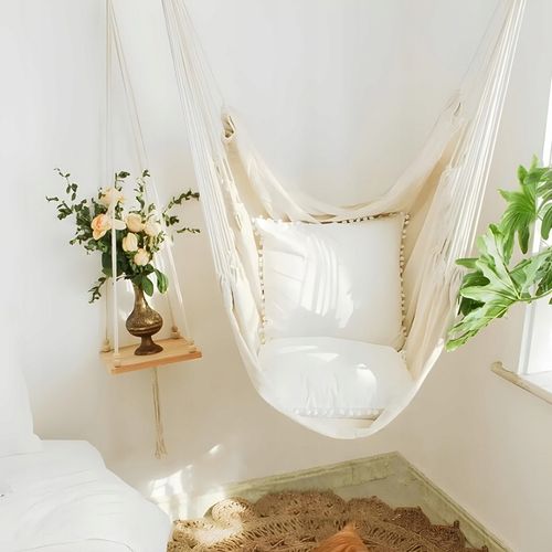 FOTEL WISZĄCY OGRODOWY BUJANY KOKON KRZESŁO BRAZYLIJSKIE HUŚTAWKA BOHO BEŻ na Arena.pl