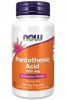 NOW Foods Pantothenic Acid Witamina B-5 B 5 Kwas Pantotenowy 500mg 100kaps