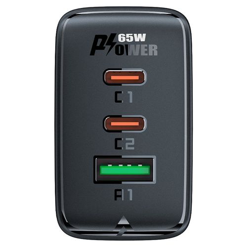 Szybka ładowarka sieciowa GaN 2x USB-C USB-A PPS PD QC4+ 65W biała na Arena.pl