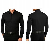 CZARNA MĘSKA KOSZULA ROZMIAR XL 42/43 DŁUGI RĘKAW GŁADKA DOPASOWANA