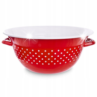 MISKA KUCHENNA EMALIOWANA CZERWONA W GROCHY STYL RETRO VINTAGE 2,5 L