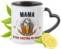 Dla Mamy Kubek Czarny Z Uszkiem W Kształcie Serca Na Prezent Z Nadrukiem