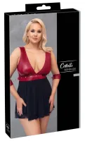 cottelli bondage plus babydoll z mankietami czerwono-czarna 4xl
