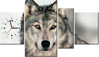 70CM 120CM OBRAZ 4 ELEM SZARY WILK ŚCIENNY