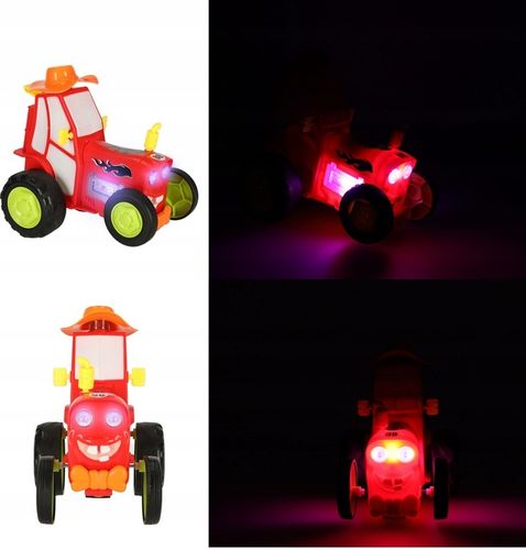 TRAKTOR AUTKO ZDALNIE STEROWANE CIĄGNIK RC CZERWONY ŚWIECI SKACZE TAŃCZY na Arena.pl