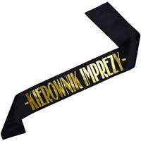 Kierownik Imprezy - czarna szarfa ze złotym nadrukiem