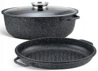 BRYTFANNA GĘSIARKA Patelnia GRILLOWA 3w1 Brytfanka MARMUROWA 38cm 11L 4036