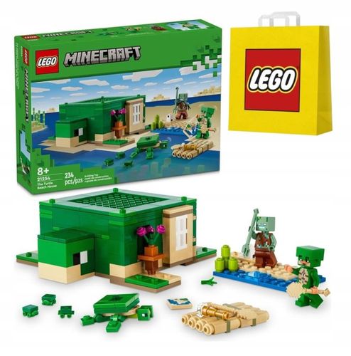 KLOCKI LEGO | MINECRAFT 21254 DOMEK NA PLAŻY ŻÓŁWI FIGURKI ZABAWKI + TORBA na Arena.pl