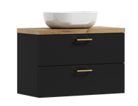 Szafka łazienkowa wisząca LUNA 80 czarny z umywalką Blanco (W7)