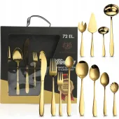 ZESTAW SZTUĆCÓW NA 12 OS SZTUĆCE NOWOCZESNE ZŁOTE POŁYSK 72 EL NIERDZEWNE
